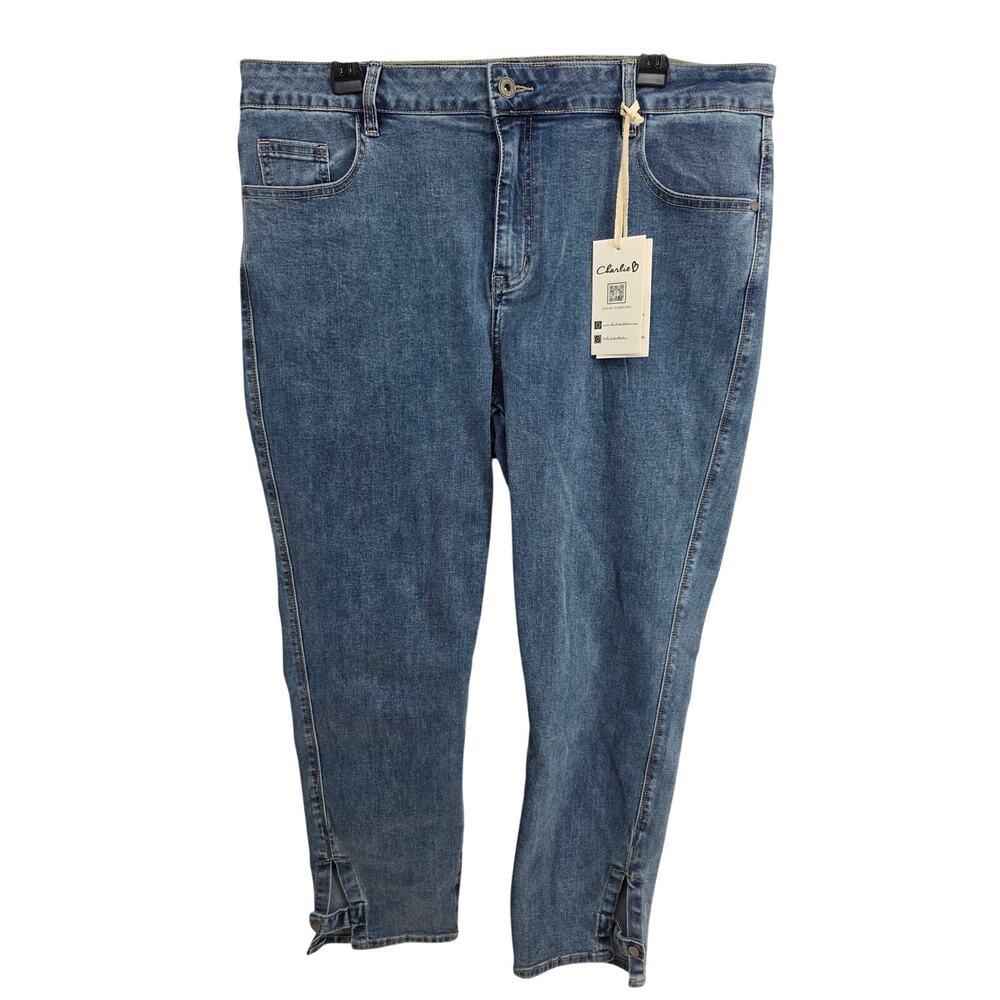 Charlie B NEW Regular Narrow Leg Medium Blue Jeans Style# C5624-431C Size 14